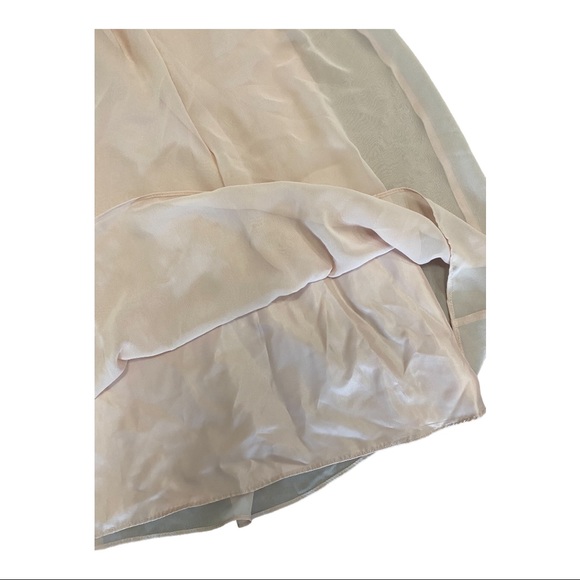 Calvin Klein Strapless Ruched Flower Bodice DRESS Chiffon Beige/Mauve 4 - Picture 4 of 7